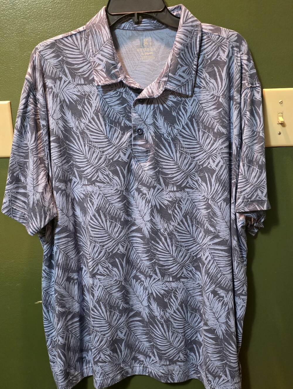 Mens George Palm Print Tropical Short Sleeve Polo Shirt